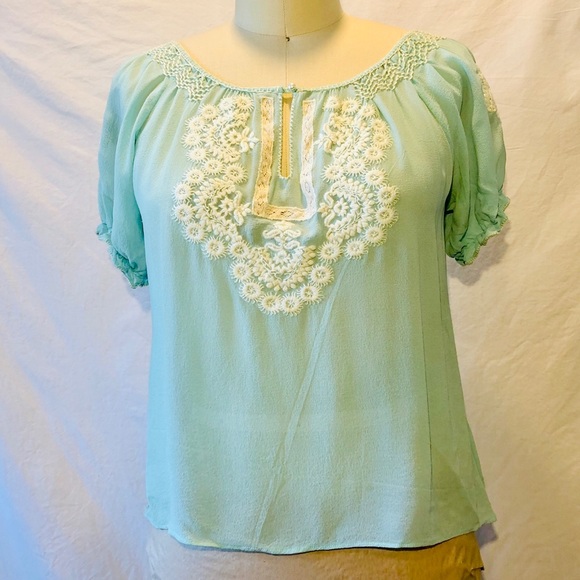Tocca Silk Peasant blouse. - Picture 3 of 6